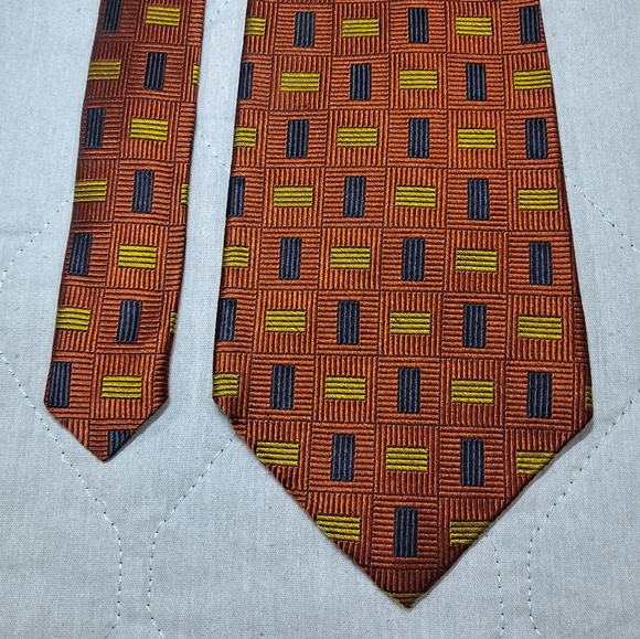 Jos. A Bank Corporate Collection 💯 Silk Necktie Woven 58"x4" Orange/Black/Gold - Picture 6 of 9
